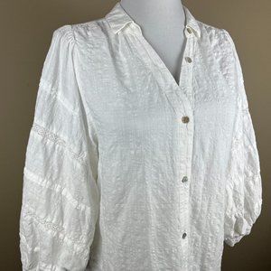 LC Lauren Conrad  3/4 Sleeve Blouse Size XS White, Button Down, Collar, Lace